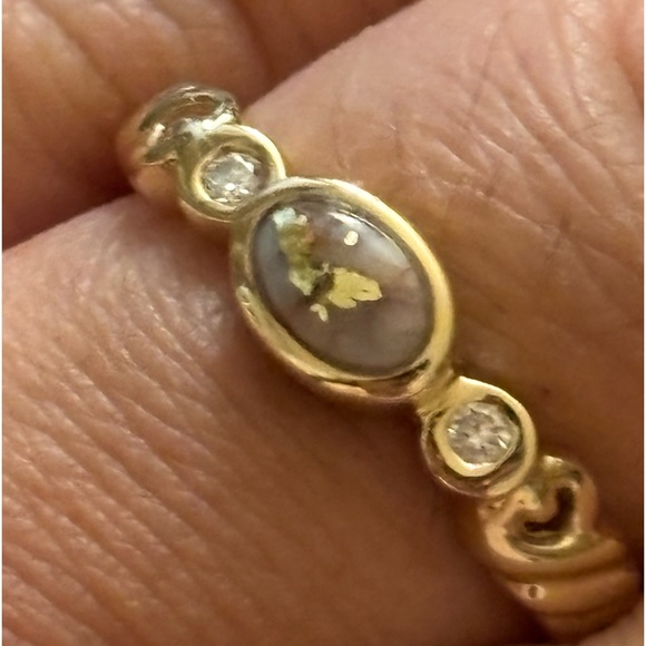 Classic Gold Quartz 14k Ring with Diamonds - Picture 9 of 9